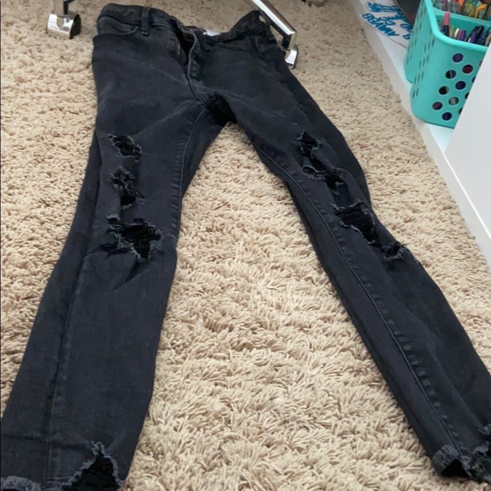 Abercrombie and Fitch black ripped skinny jeans